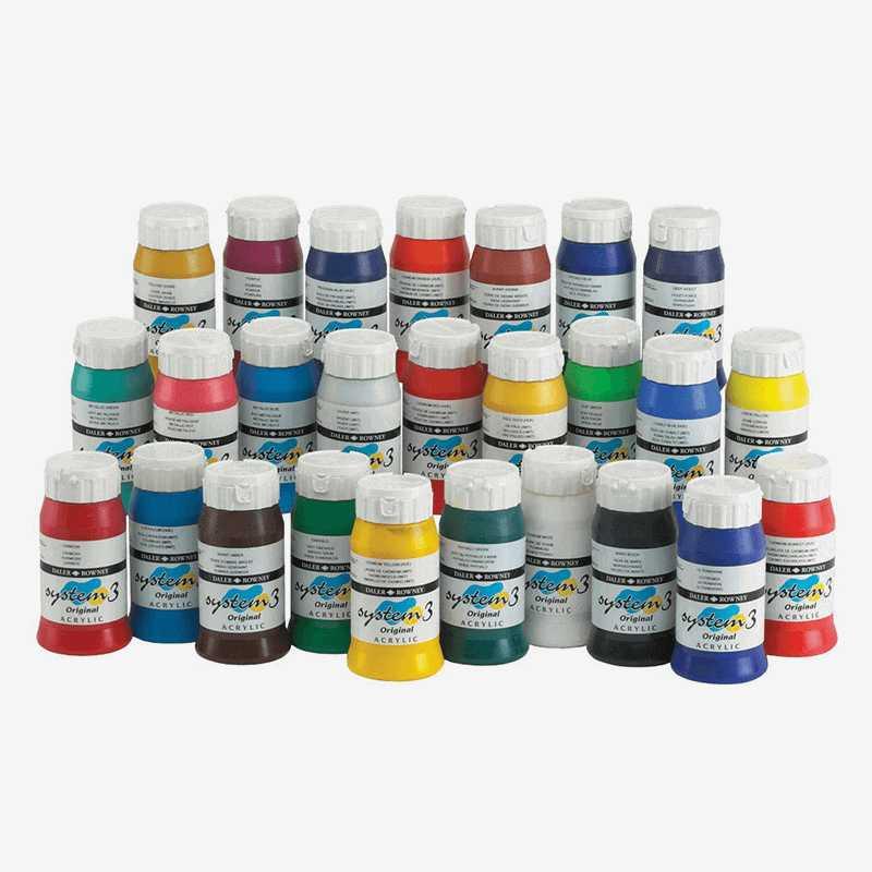 Daler Rowney System 3 Acrylic Paint Jars 250ml 35 shades The Stationers