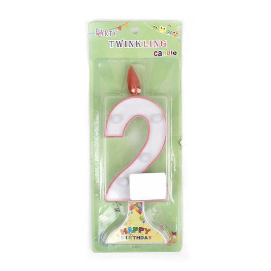 Happy Birthday No 2 Twinkling Candle - Red (NC-009) The Stationers
