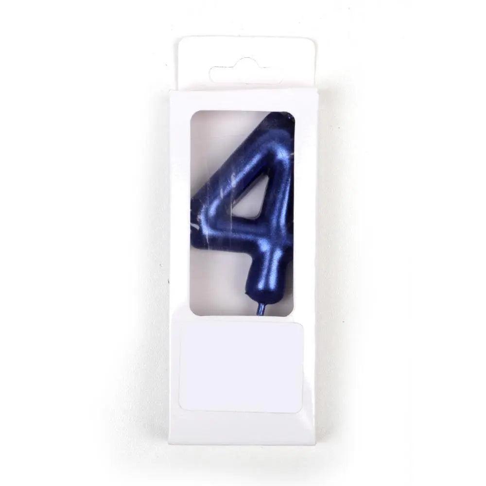 Happy Birthday No 4 Numeric Candle - Navy (NC-020) The Stationers