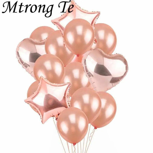 Love Gold Rose Five Pointed Star Wedding And Birthday Decoration Set (14Pcs) The Stationers