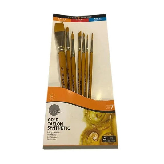 Daler Rowney  Gold Taklon Synthetic Artist Brush Different Size Pack of 7 The Stationers