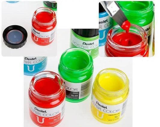 Pentel Poster Colors Paint Set 12 Colors 30ml The Stationers