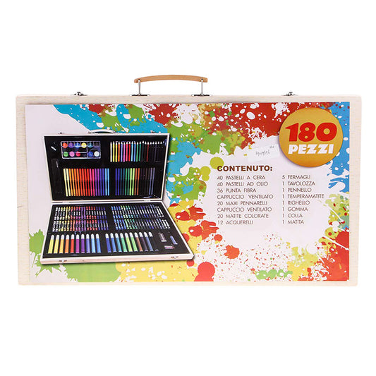 Deluxe Art Set in Wooden Case For Painting & Drawing Set Professional Art Kit 180 Pieces: