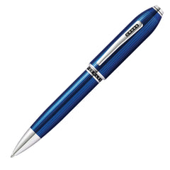 Cross Peerless Translucent Quartz Blue Engraved Lacquer w Platinum Plate Appts Ballpoint Pen Item# AT0702-14