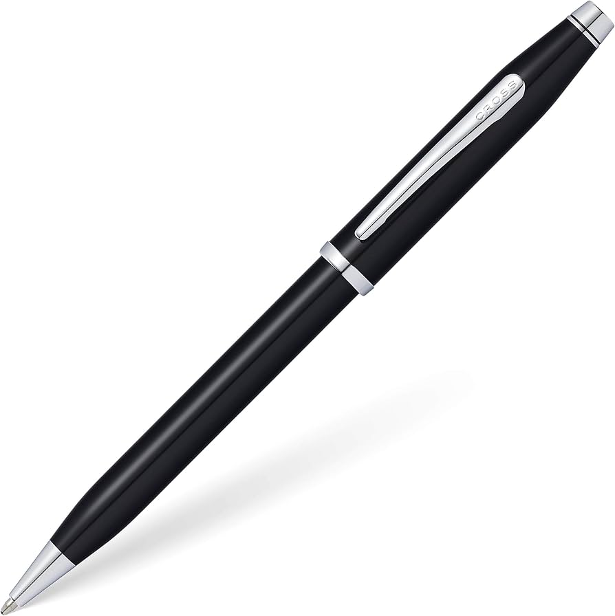 Cross Century II Black Lacquer Ballpoint Pen with Rhodium-Plated Appointments AT0082WG-102