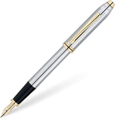 Cross Townsend Medalist® chrome with 23 Carat Gold Plated Appointments Fountain Pen with 18K Gold Plated Nib Item# 506