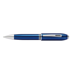Cross Peerless Translucent Quartz Blue Engraved Lacquer w Platinum Plate Appts Ballpoint Pen Item# AT0702-14
