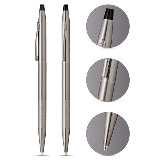 Cross Classic Century Micro Knurl Titanium Gray PVD Ballpoint Pen Item# AT0082-137