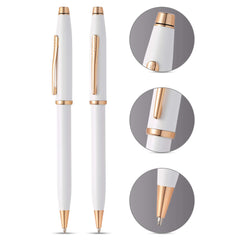Cross Century II Pearlescent White Lacquer Ballpoint Pen with Rose-Gold Tone Appointments AT0082WG-113