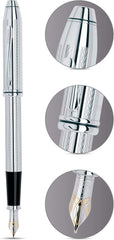 Cross Townsend Platinum Plated Fountain Pen with Two-Tone 18CT Gold/Rhodium Plated Nib Item# AT0046-1