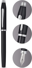 Cross Century II Black Lacquer Fountain Pen with Rhodium-Plated Appointments Item# AT0086-102