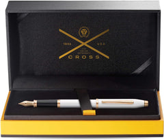 Cross Century II Pearlescent White Lacquer Fountain Pen with Rose-Gold Tone Appointments Item# AT0086-113