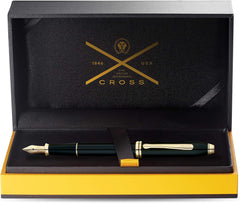 Cross Townsend Black Lacquer with 23 Carat Gold Plated Appointments Fountain Pen with 18CT Gold Nib Item# 576