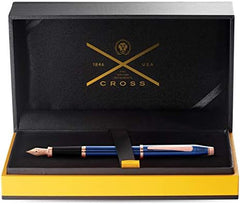 Cross Century II Translucent Cobalt Blue Lacquer with Rose Gold PVD Fountain Pen Item# AT0086-138