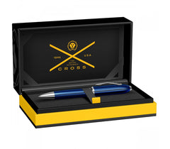 Cross Peerless Translucent Quartz Blue Engraved Lacquer w Platinum Plate Appts Ballpoint Pen Item# AT0702-14