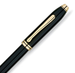 Cross Townsend Black Lacquer with 23 Carat Gold Plated Appointments Selectip Rolling Ball Pen Item# 575