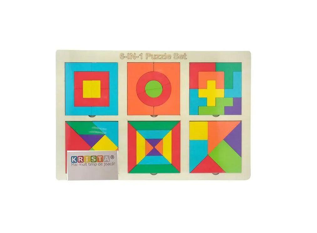6 In 1 Puzzle Set Wooden Board The Stationers