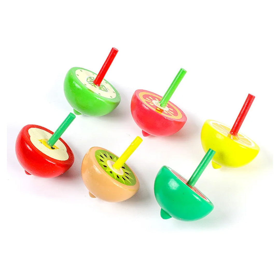 6 Pcs Wooden Spinning Top Toy