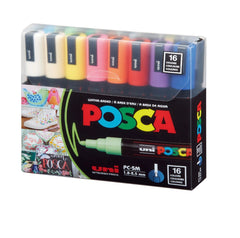 Uni POSCA Acrylic Paint Marker Sets – PC-5M (16 Colors) & PC-1M Extra Fine (12 Colors)