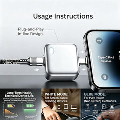 Smart Self-Cut Type-C Adapter, Universal Auto Disconnect for Night Charging, Overcharge Prevention Separator