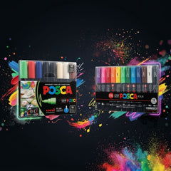 Uni POSCA Acrylic Paint Marker Sets – PC-5M (16 Colors) & PC-1M Extra Fine (12 Colors)