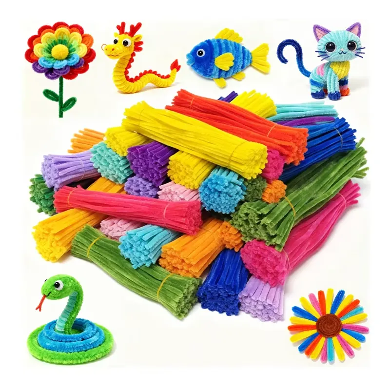 Giant Large Fluffy Chunky Craft Pipe Cleaner pack of 100