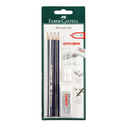 FaberCastell Gold Faber Pencil Blister Pack (4 Pencils HB + Sharpener + Eraser)