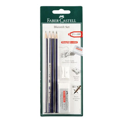 FaberCastell Gold Faber Pencil Blister Pack (4 Pencils HB + Sharpener + Eraser)