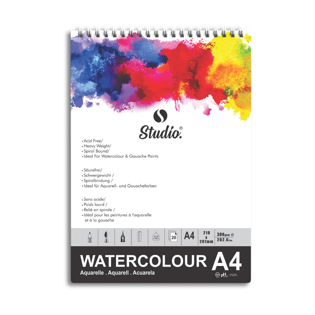 Studio A4 Watercolour Pad For Artist 300 gsm