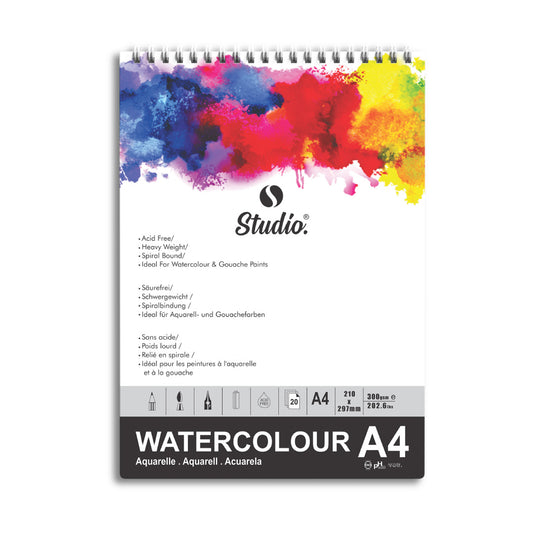 Studio A4 Watercolour Pad For Artist 300 gsm