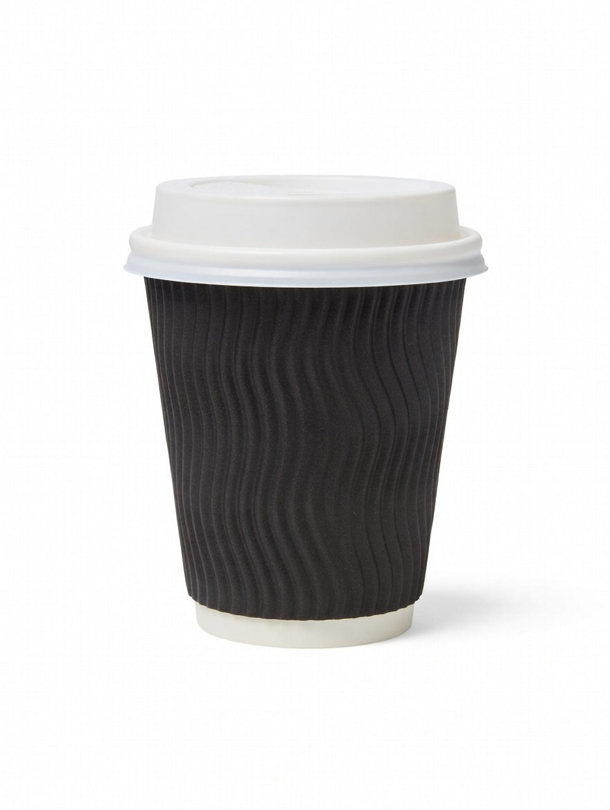 8oz Black Ripple Double Wall Coffee Cup