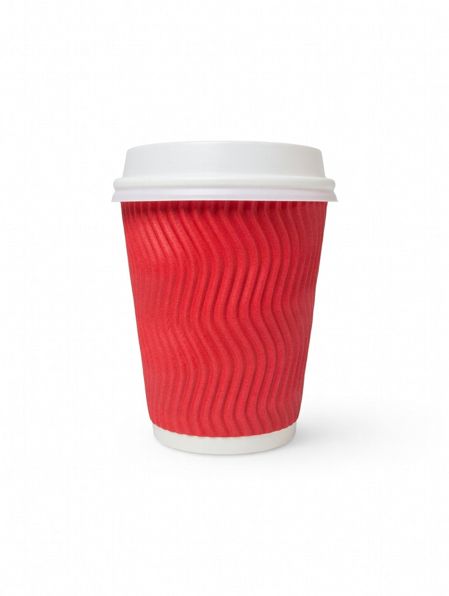 8oz Red Ripple Double Wall Coffee Cup