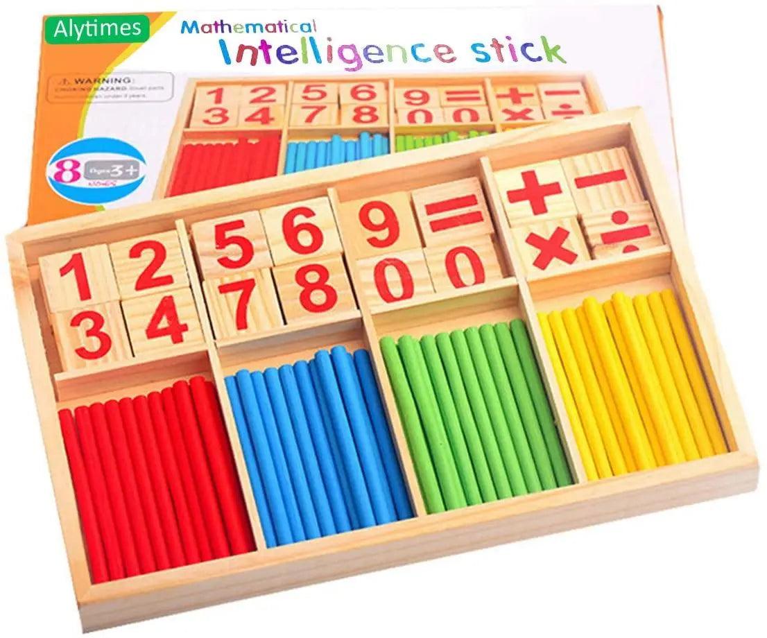 Counting Stick Calculation Math Educational Toy, Wooden Number Cards and Counting Rods Box The Stationers
