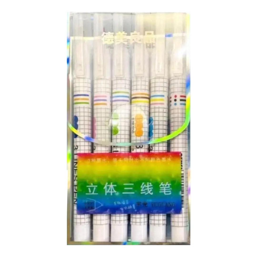 Creative 3 Line Pens Art Markers Pack Of 6 - The Stationers