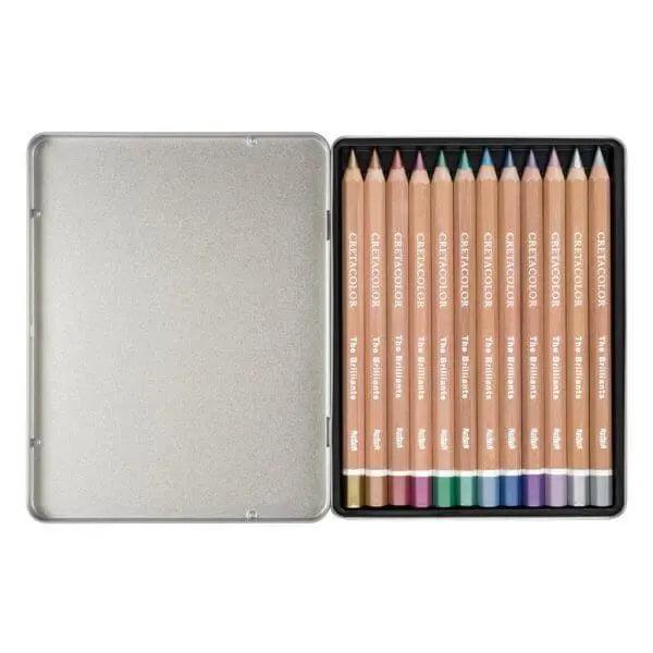 Cretacolor The Brilliants Metallic Color Pencils Tin Box Of 12 Pcs The Stationers