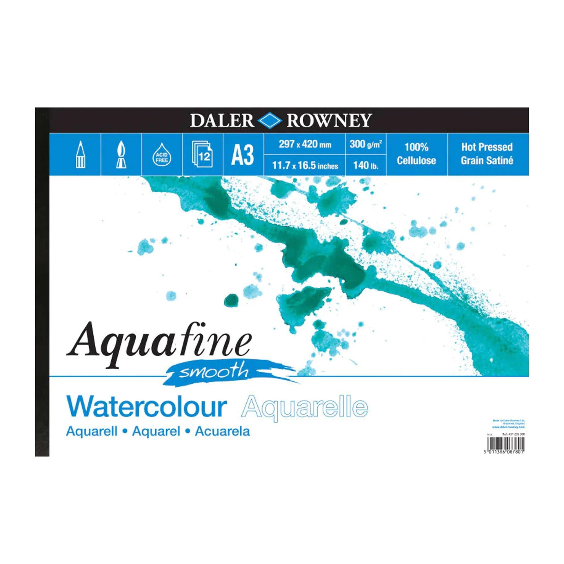 Daler Rowney Aquafine Smooth Watercolour Paper A3 The Stationers