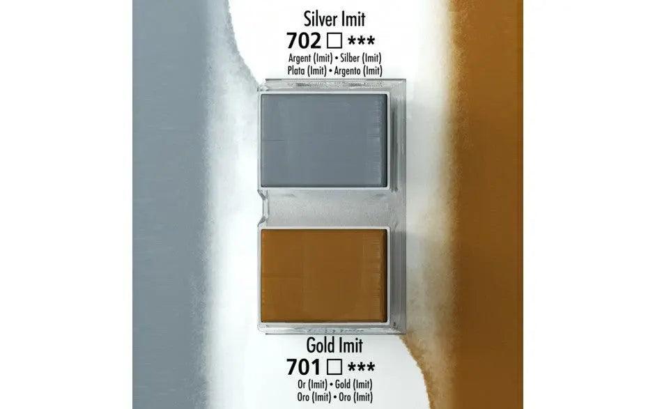 Daler Rowney Aquafine Watercolour Half Pan Pack Of 2  Gold/Silver The Stationers
