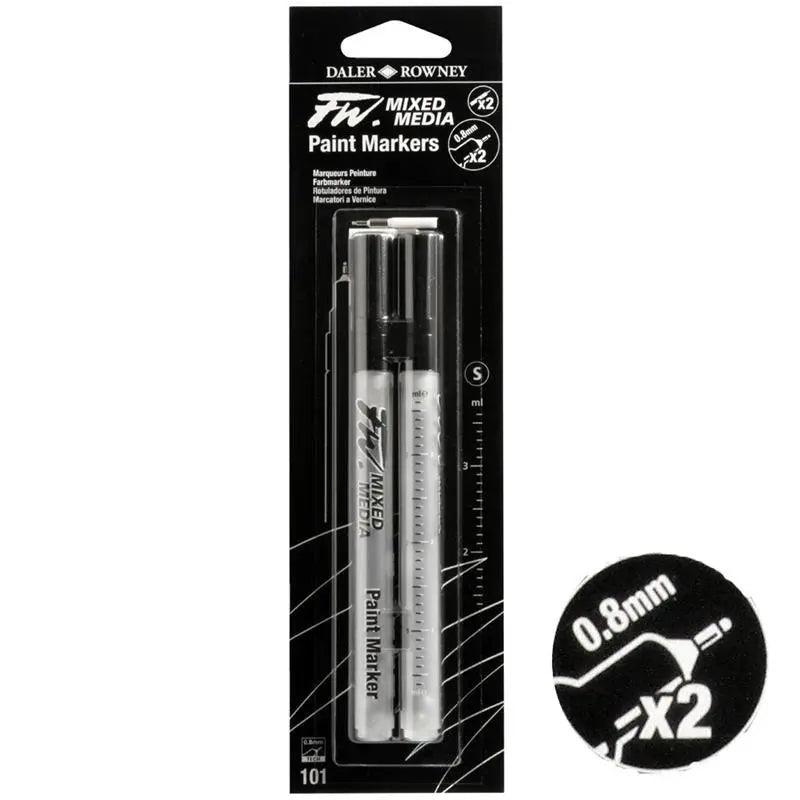 Daler Rowney FW Mixed Media Technical Paint Markers 0.8mm Pack Of 2 The Stationers