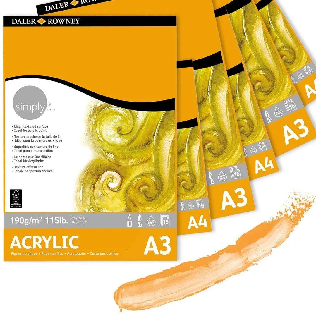 Daler Rowney Simply Acrylic Paper Pad  190 Gsm 16 Sheets The Stationers