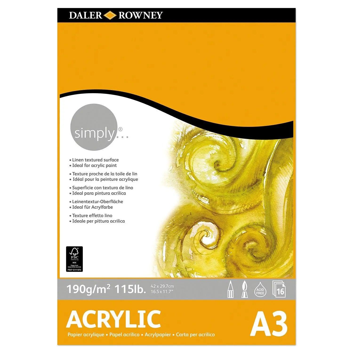 Daler Rowney Simply Acrylic Paper Pad  190 Gsm 16 Sheets The Stationers