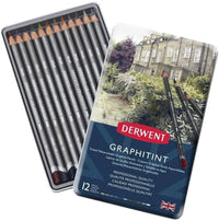 Derwent Graphitint Colored Soluble Graphite Pencils Tin Pack Of 12 The Stationers