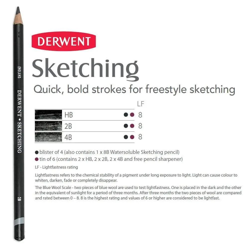 Derwent Sketching Pencils HB - 2B - 4B The Stationers