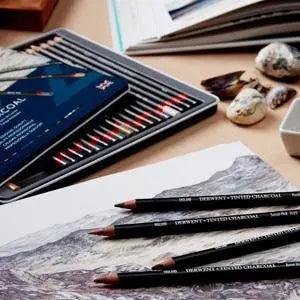 Derwent Tinted Charcoal Drawing Pencils Set of 12/24 The Stationers
