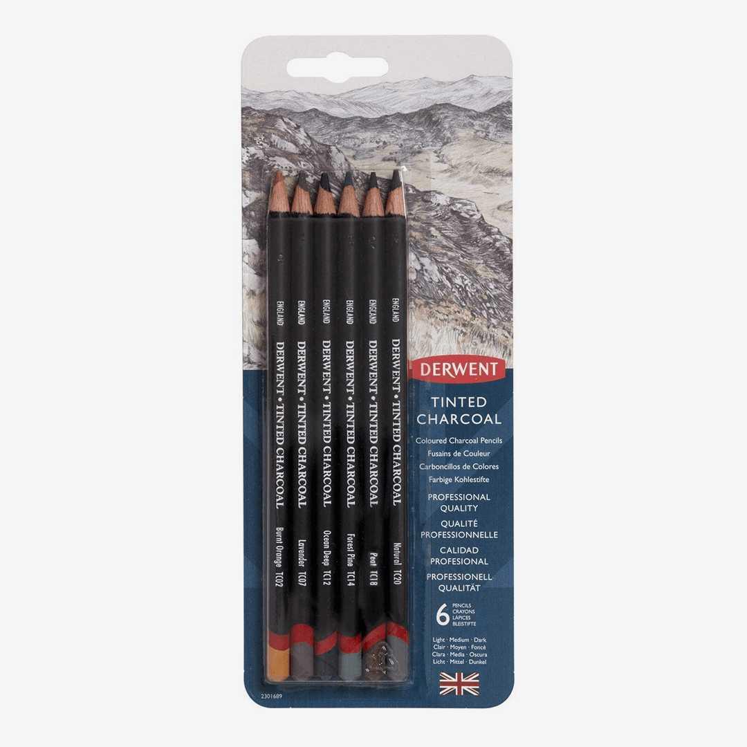 Derwent Tinted Charcoal Pencils Blister Pack Of 6 The Stationers
