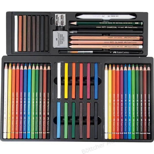 Faber Castell Art & Graphic Compendium, Wooden Case, 53 Pieces The Stationers