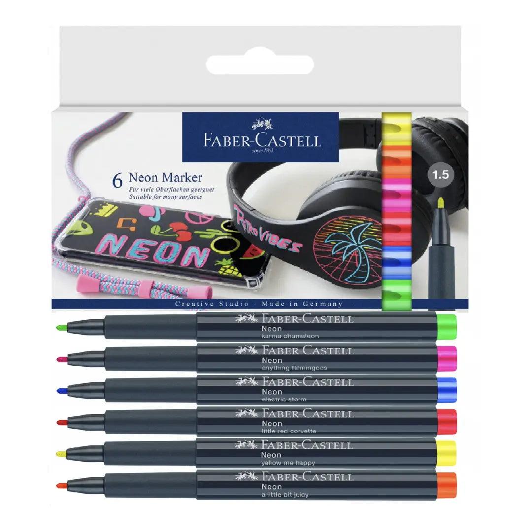 Faber Castell Neon marker, cardboard wallet of 6 The Stationers