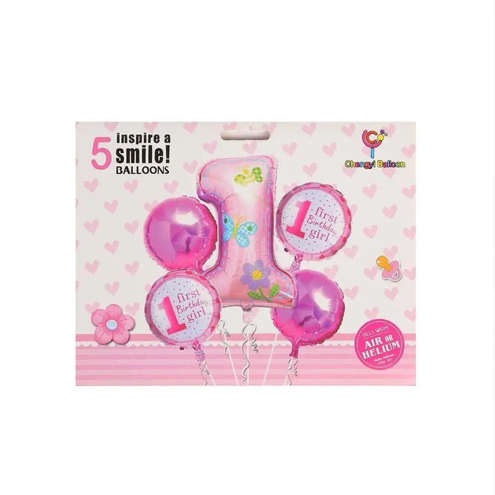 First Birthday Girl 5 Inspire Foil Balloons For Parties The Stationers