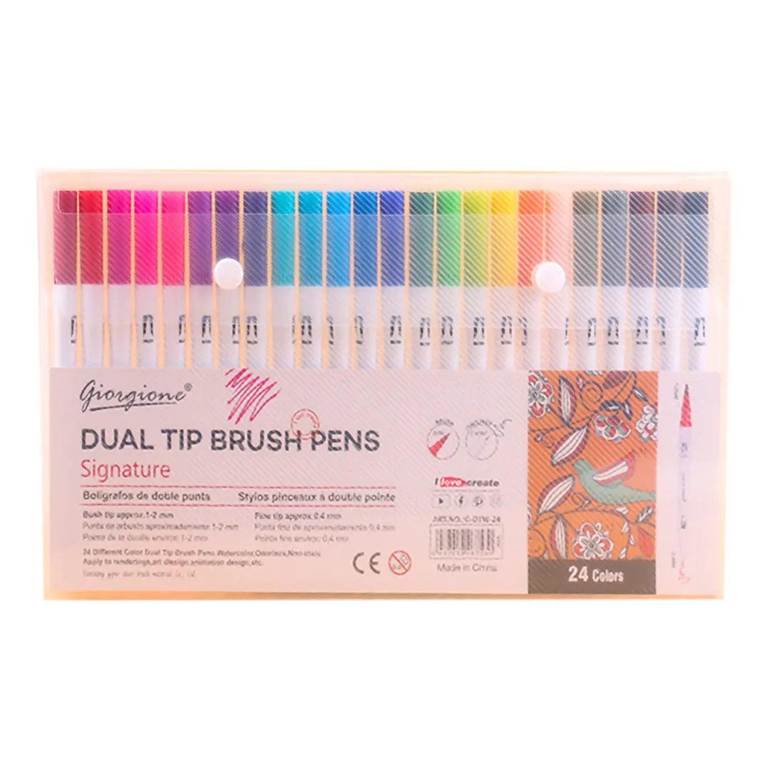 Giorgione Dual Tips Brush Pen Marker & Fineliner set - The Stationers