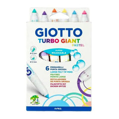 Giotto Turbo Giant Pastel Color Markers Set of 6 Pcs - The Stationers