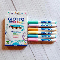 Giotto Turbo Giant Pastel Color Markers Set of 6 Pcs - The Stationers